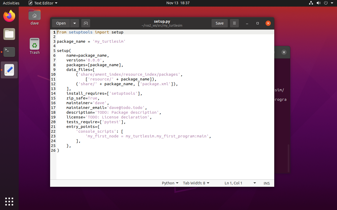 Creating ROS2 Packages Dave's RoboShack